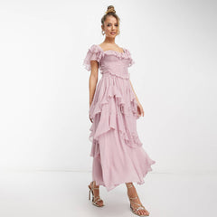 Josephine Ruffled Backless Maxi Dress