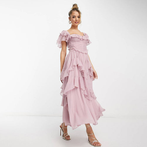 Josephine Ruffled Backless Maxi Dress