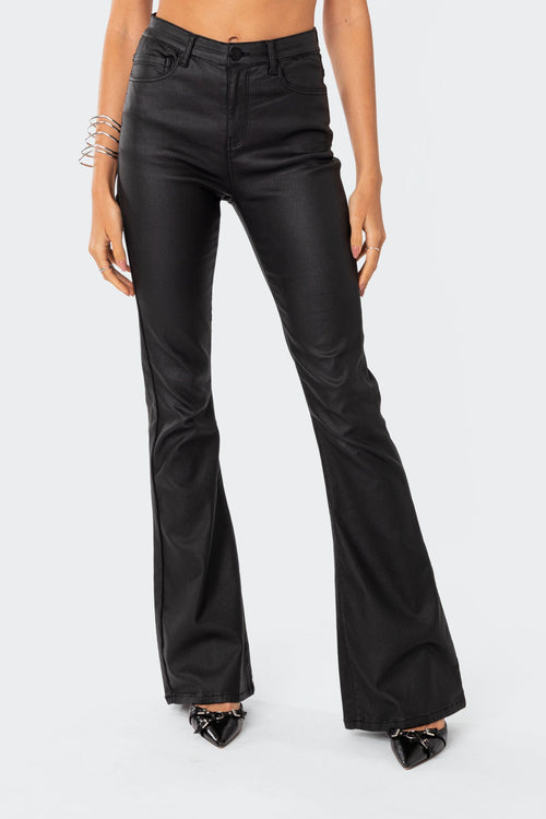 Luna Faux Leather Flare Jeans