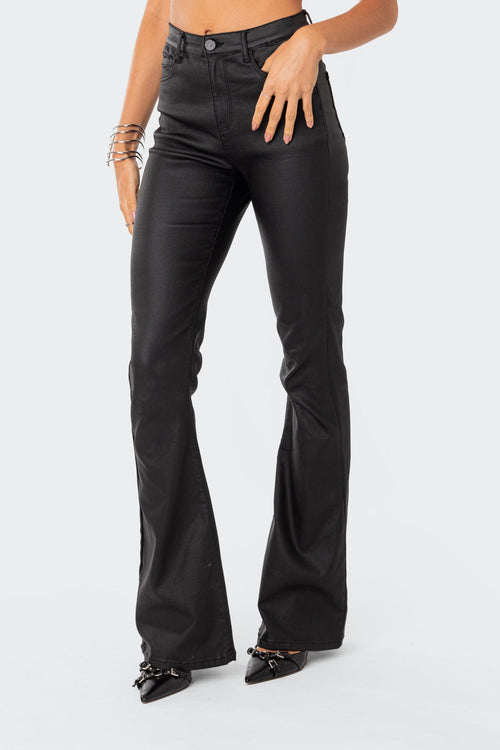 Luna Faux Leather Flare Jeans