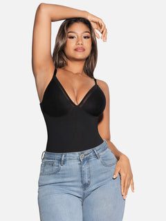 Deep V-Neck Mesh Coverall Bodysuit