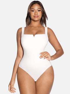 V Neck Tummy Control Thong Bodysuit