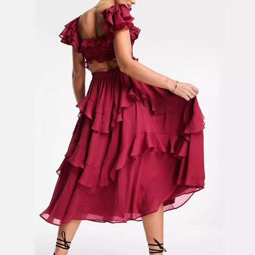 Josephine Ruffled Backless Maxi Dress