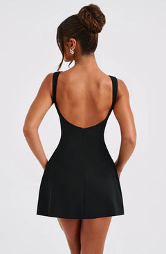 Cinched Waist Backless A-line Mini Dress