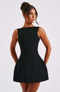 Cinched Waist Backless A-line Mini Dress