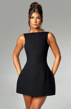 Cinched Waist Backless A-line Mini Dress