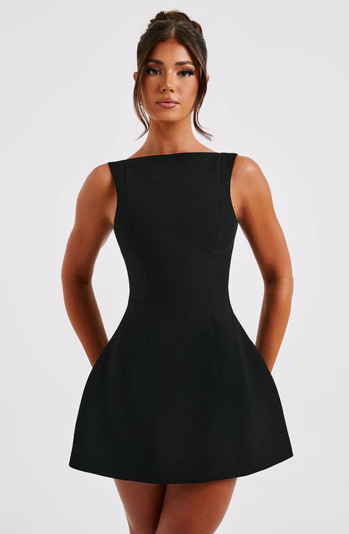 Cinched Waist Backless A-line Mini Dress