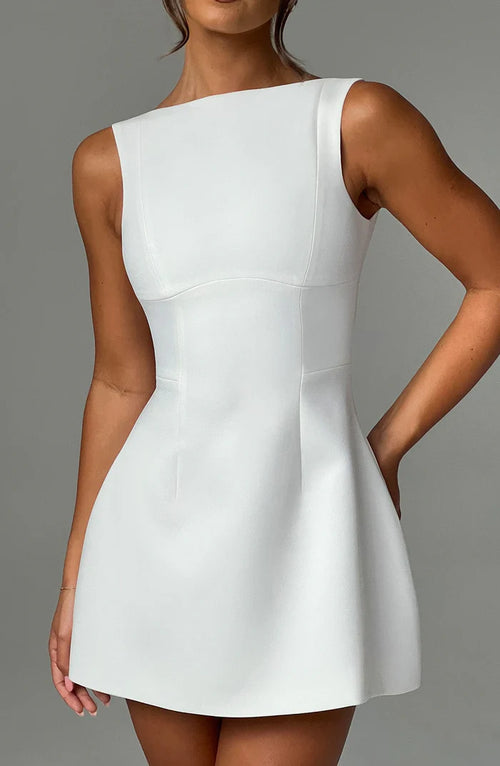 Cinched Waist Backless A-line Mini Dress