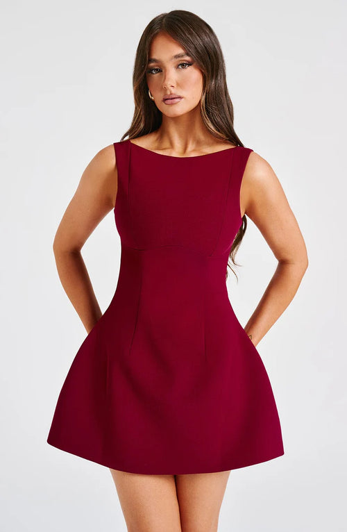 Cinched Waist Backless A-line Mini Dress