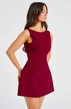 Cinched Waist Backless A-line Mini Dress