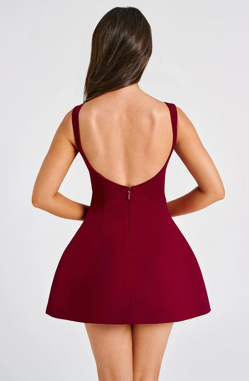 Cinched Waist Backless A-line Mini Dress