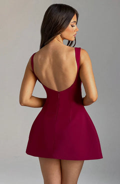 Cinched Waist Backless A-line Mini Dress