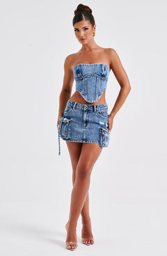 Billie Mini Skirt - Dark Wash