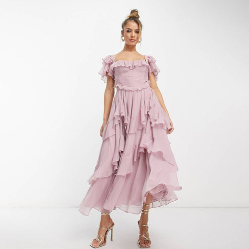 Josephine Ruffled Backless Maxi Dress