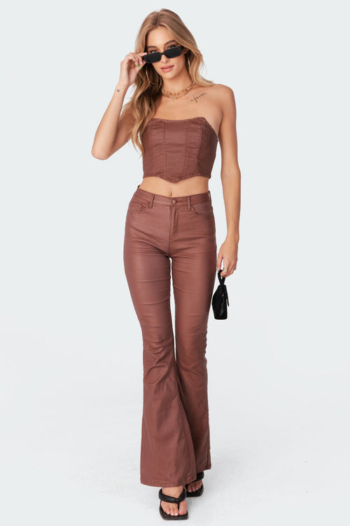 Luna Faux Leather Flare Jeans