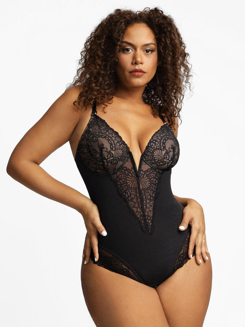 Deep-V Lace Bodysuit