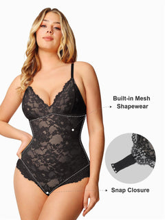 Deep-V Lace Bodysuit