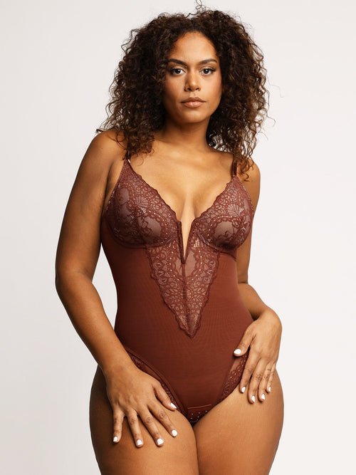 Deep-V Lace Bodysuit