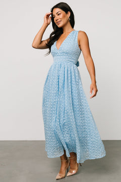 Thalia Embroidered Tank Midi Dress | Blue